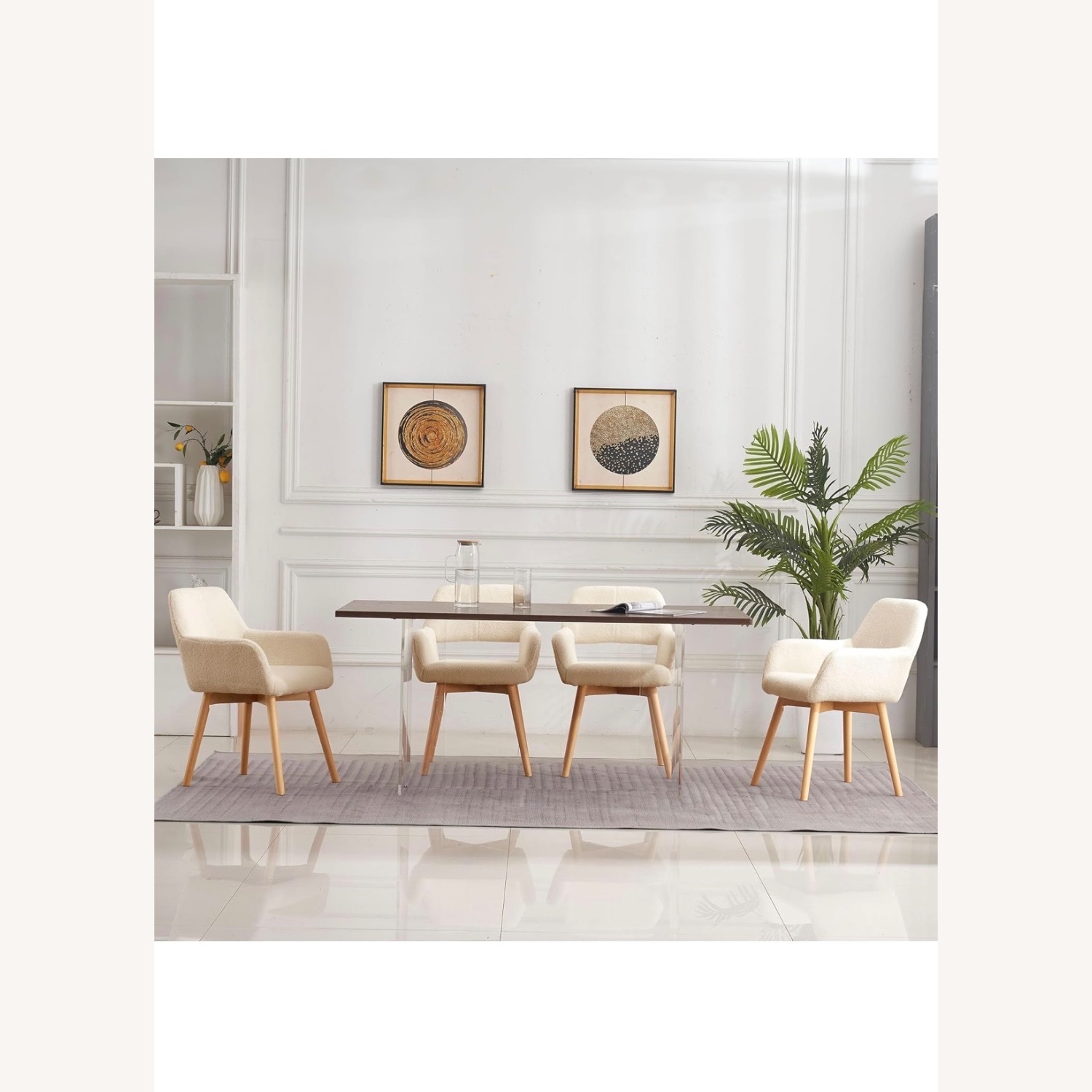 Accent Chair Natural Wool Accent Chairs - image-7