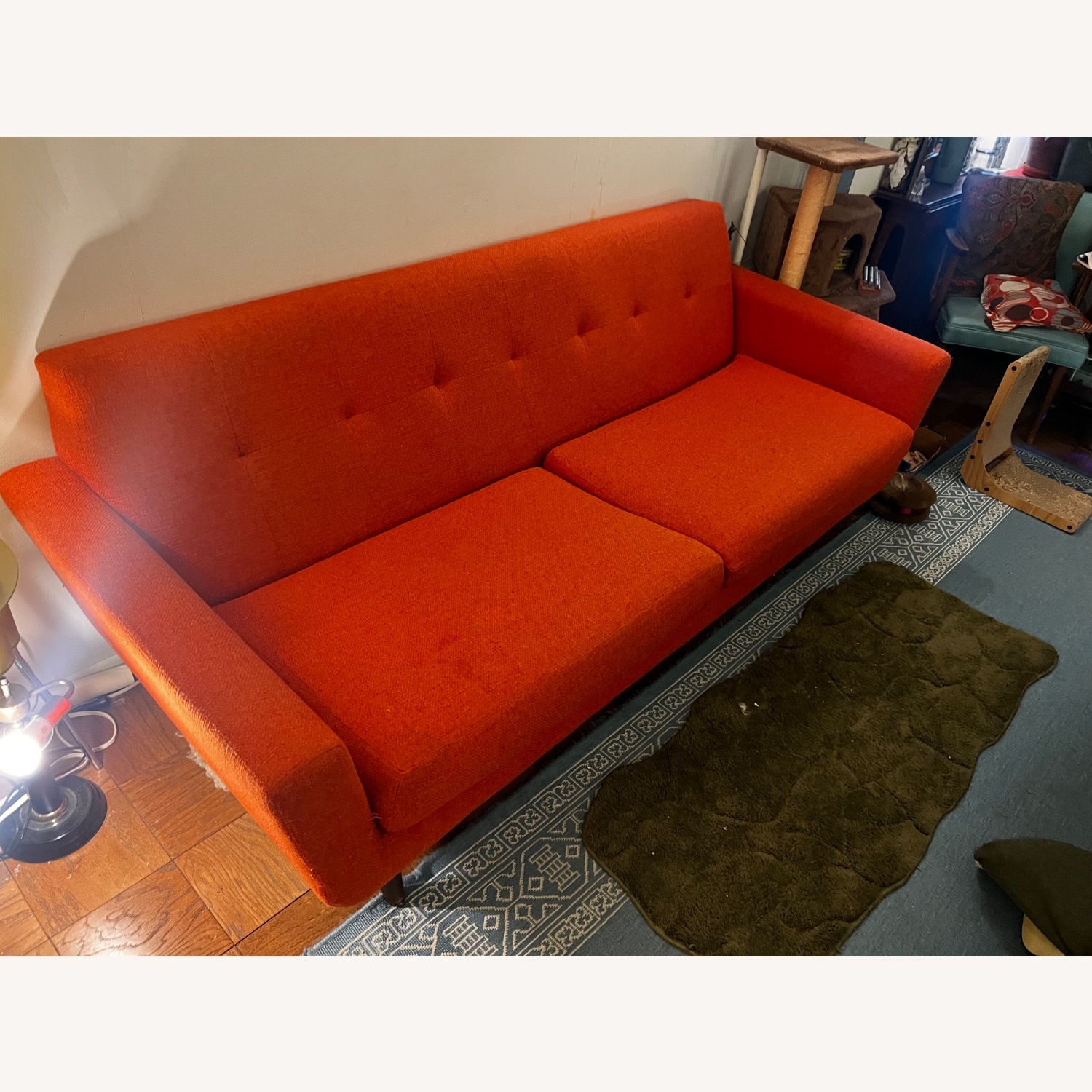 Joybird Hughes Orange Fabric 3+ Seater Sofa - image-2