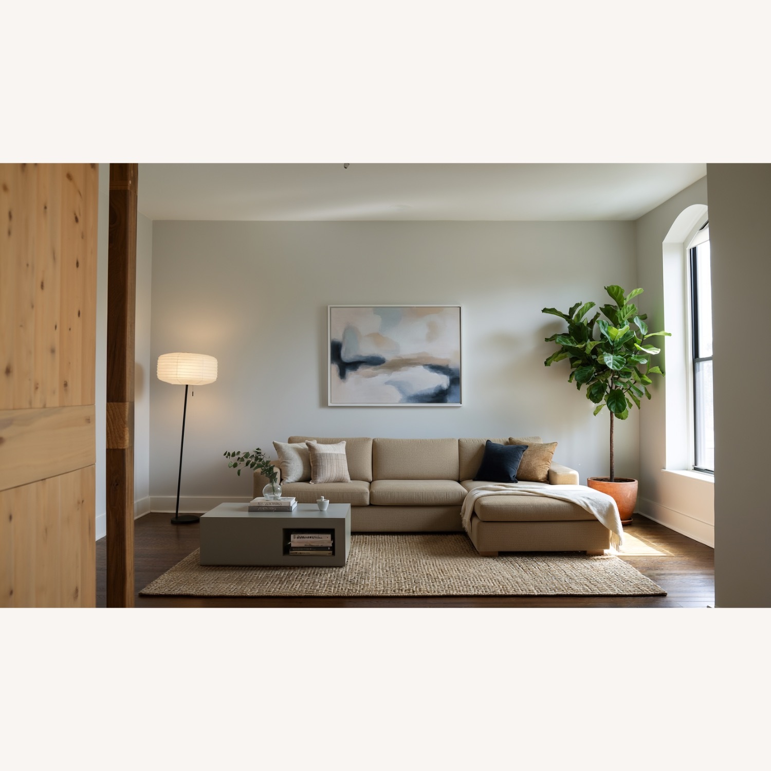 Albany Park Barton Natural Fabric 2 Piece Sectional - image-1