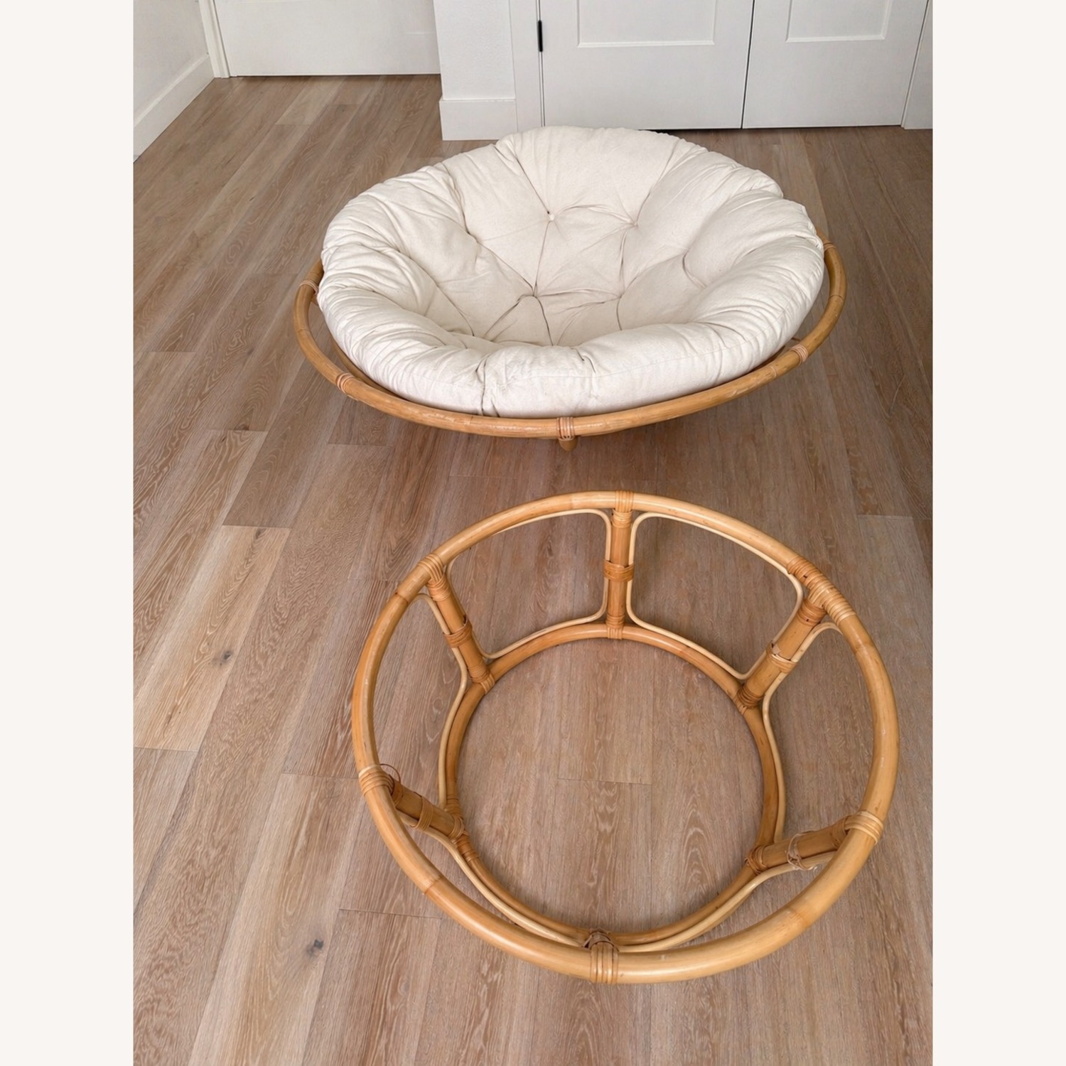 World Market Rattan Papasan Chair And Cushion - image-3