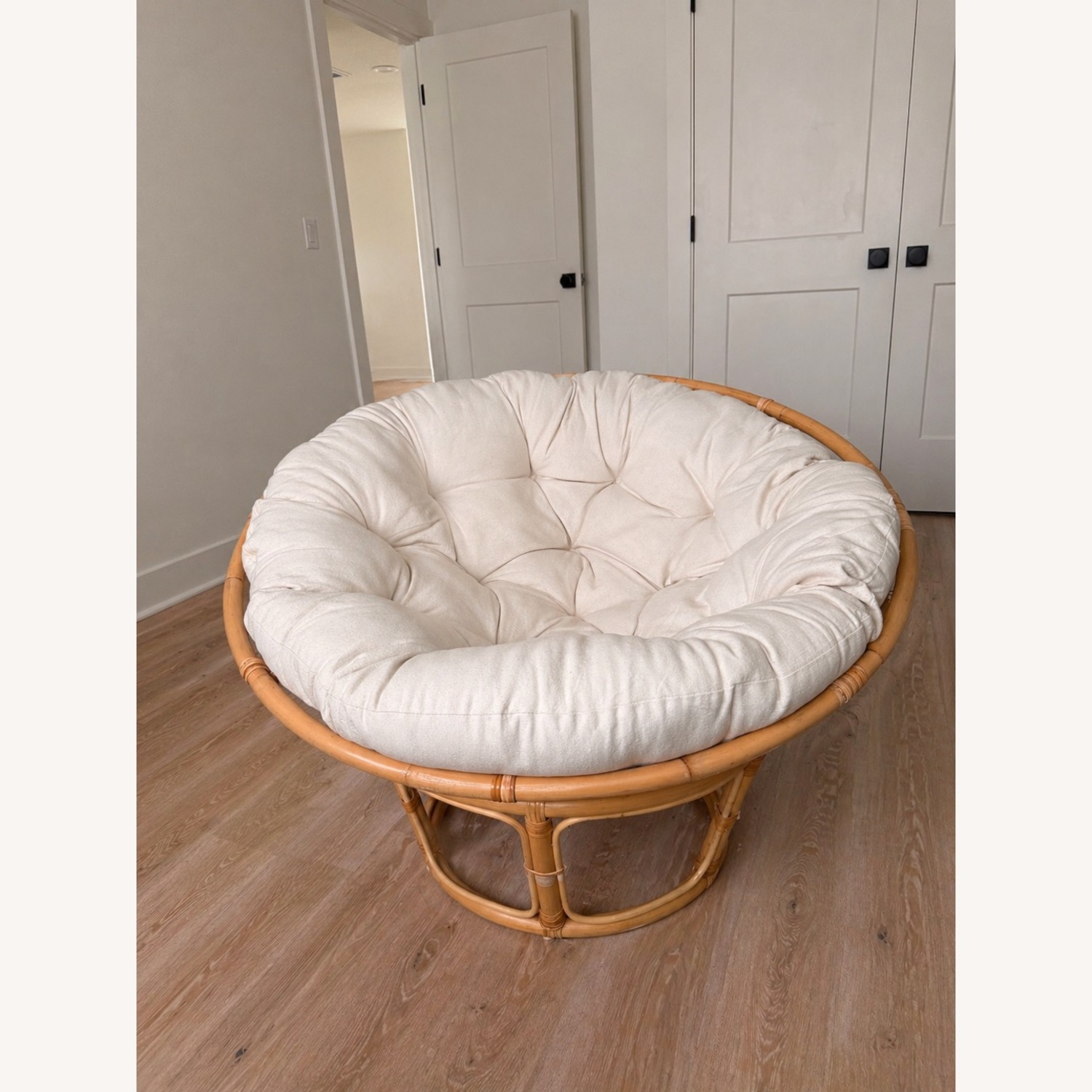 World Market Rattan Papasan Chair And Cushion - image-1