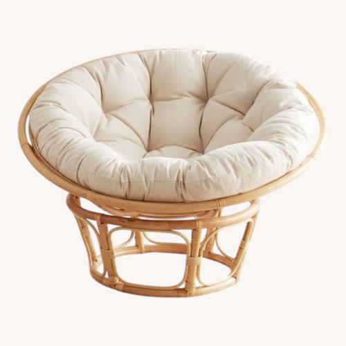 Used World Market Rattan Papasan Chair And Cushion for sale on AptDeco