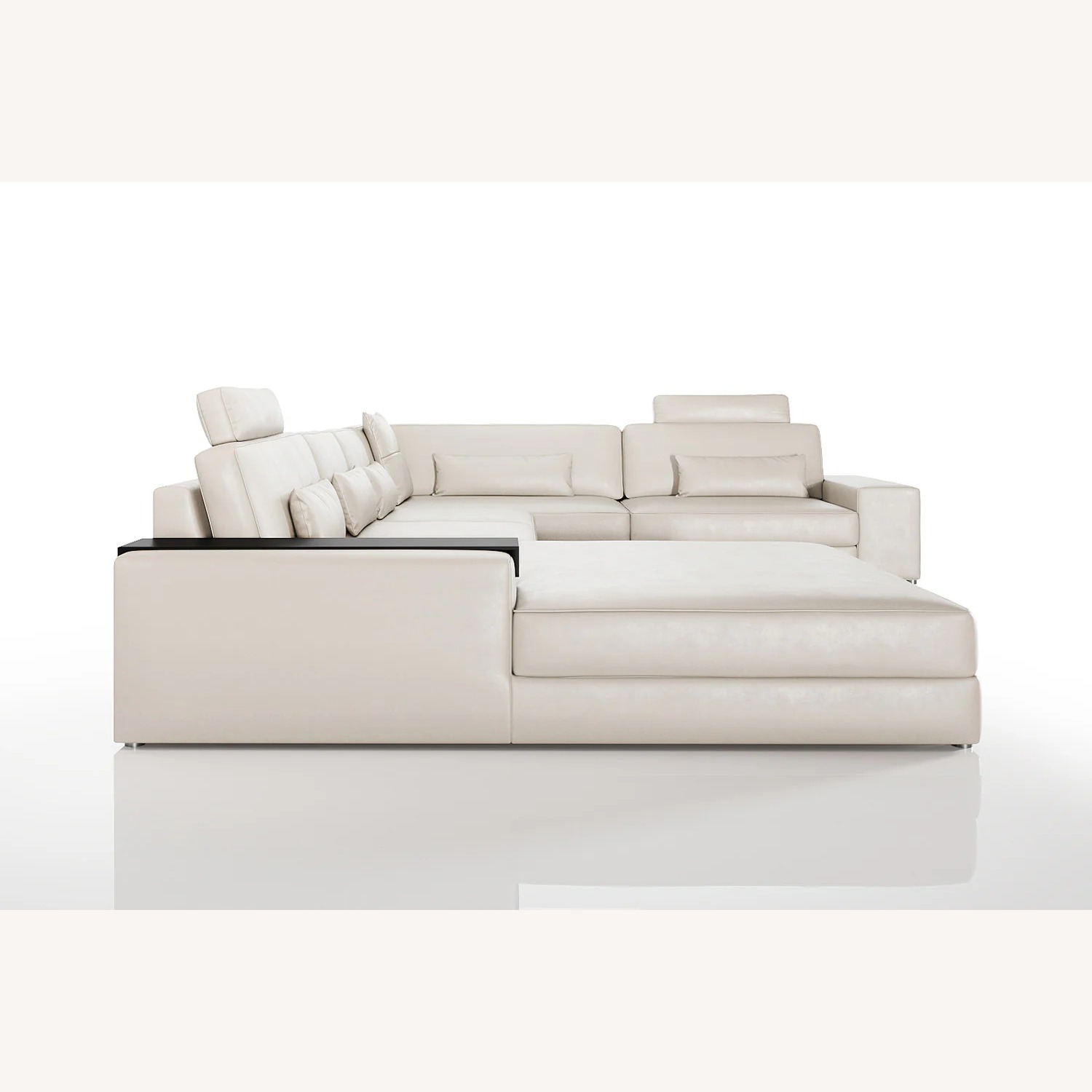 Los Angeles Modern Leather U-Chaise Sectional - image-2