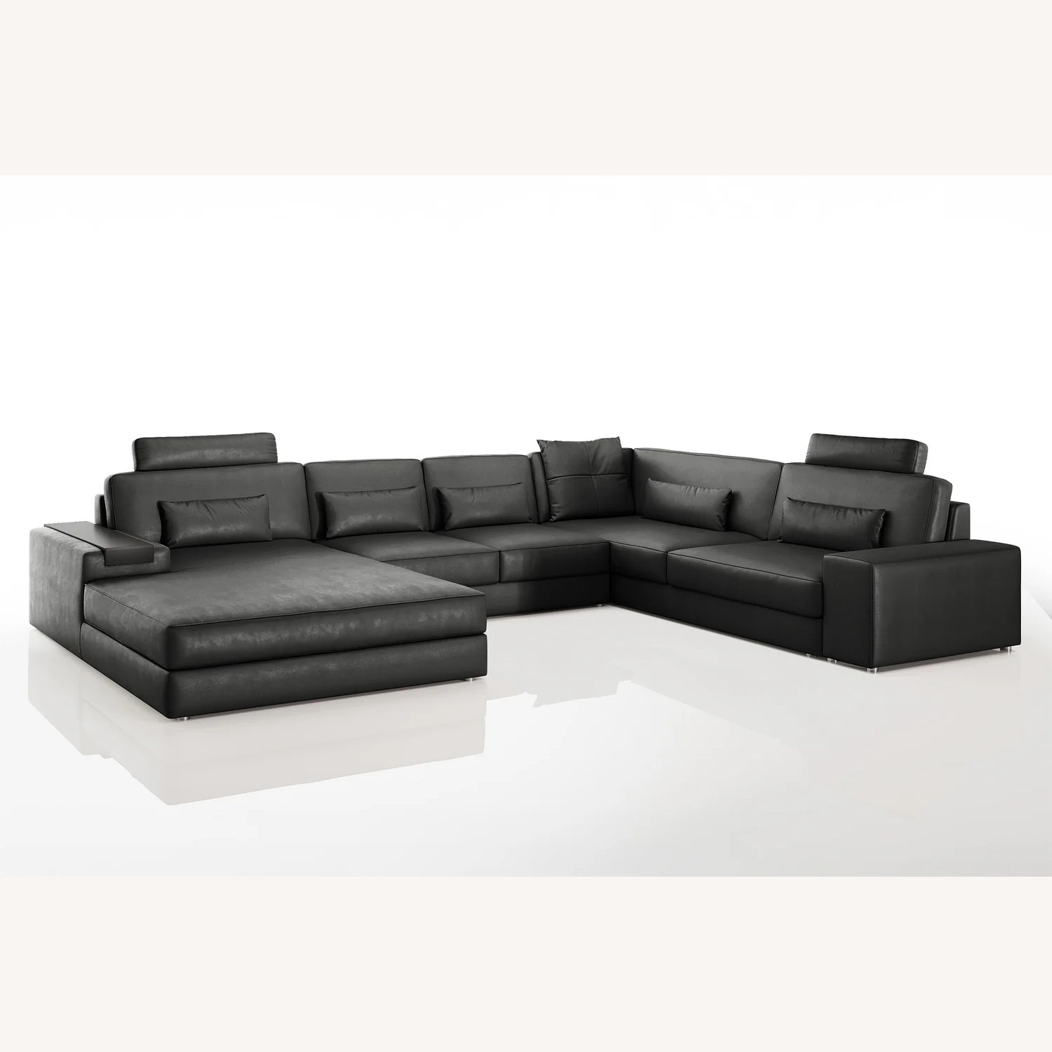 Los Angeles Modern Leather U-Chaise Sectional - image-1