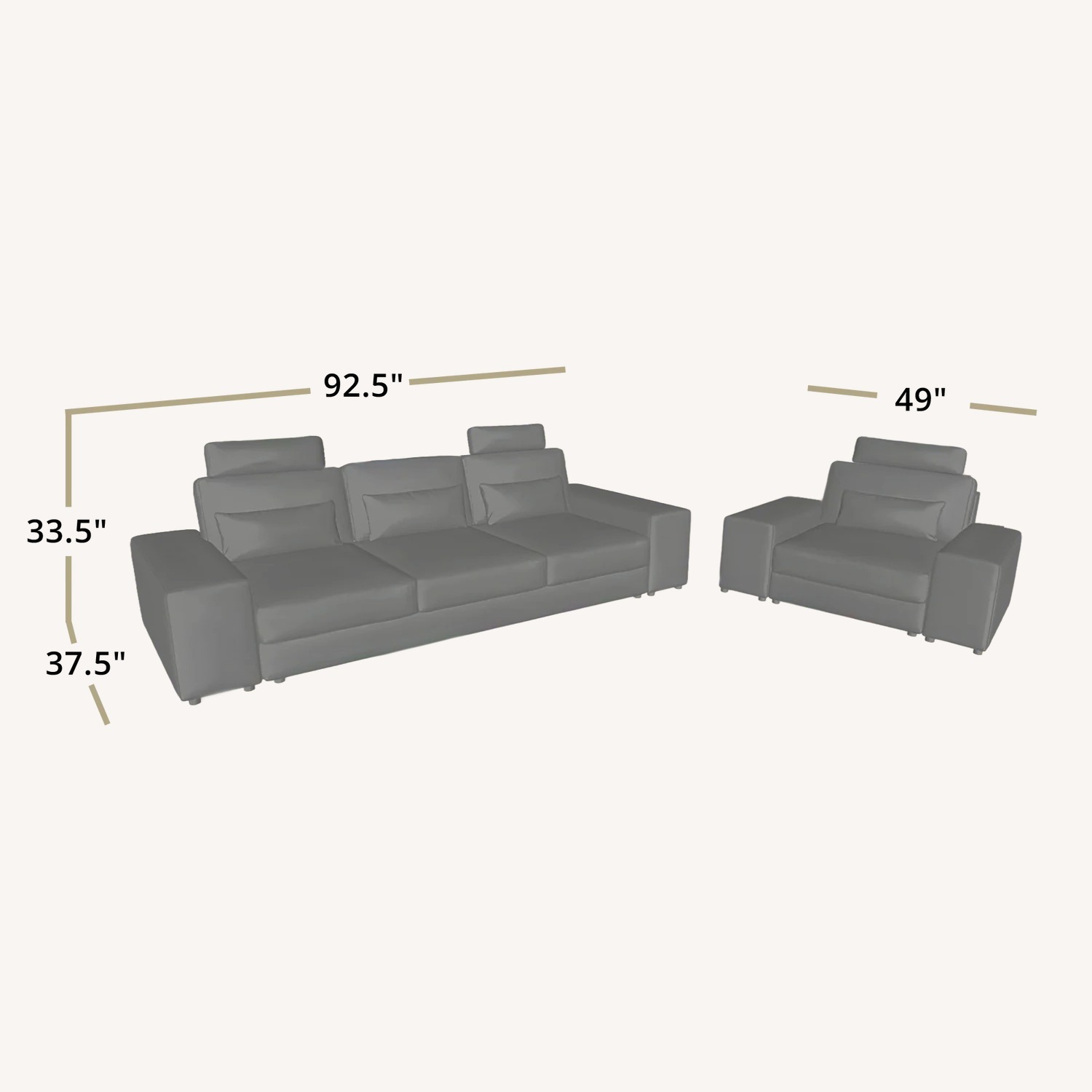 Los Angeles Modern 3 Seater Buffalo Full Leather - image-4