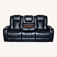 SeatCraft Black Leather 3+ Seater Sofa