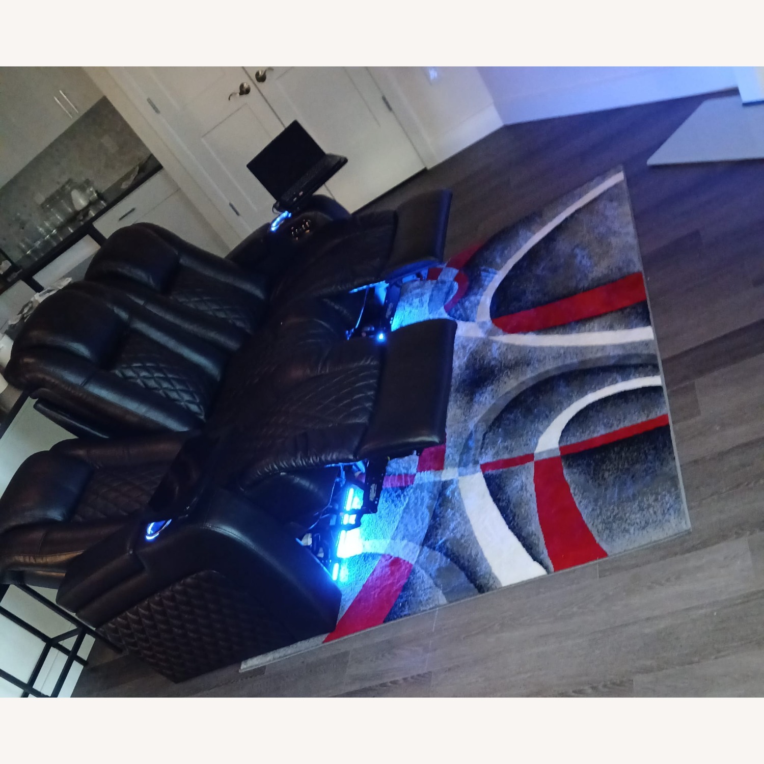 SeatCraft Black Leather 3+ Seater Sofa - image-1