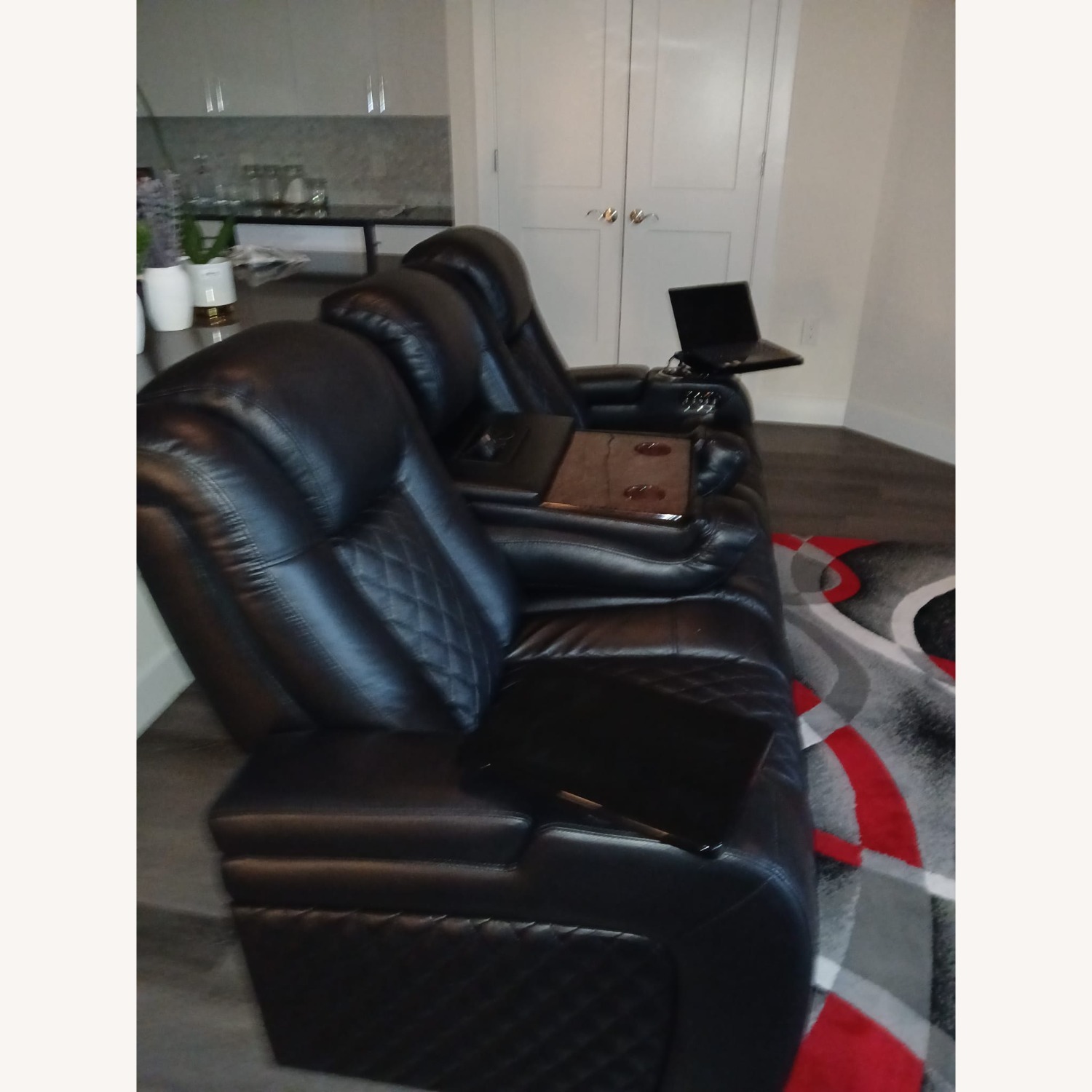 SeatCraft Black Leather 3+ Seater Sofa - image-2