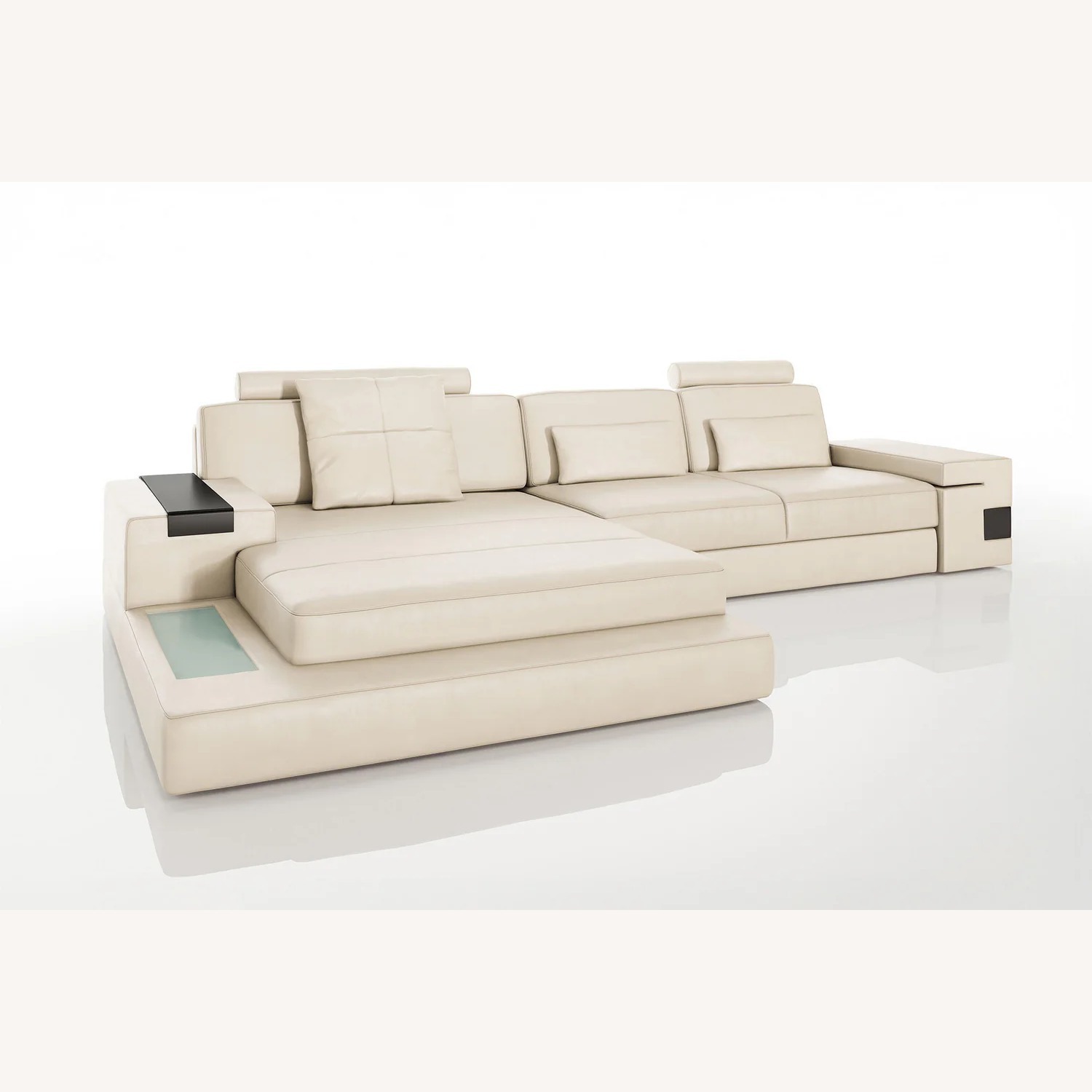 Los Angeles III Leather Chaise Sofa - image-1