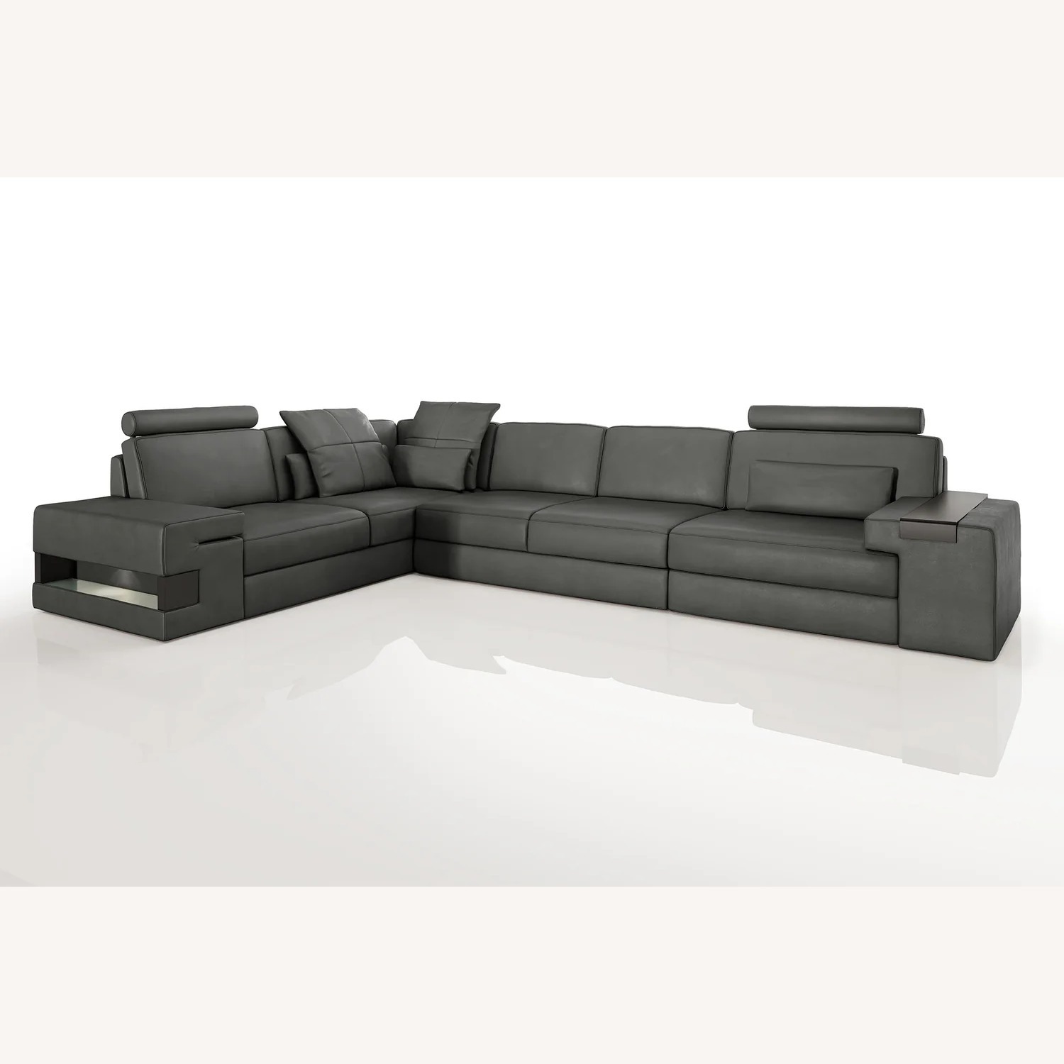 Los Angeles II Leather L-Sectional + 3 Recliners - image-1