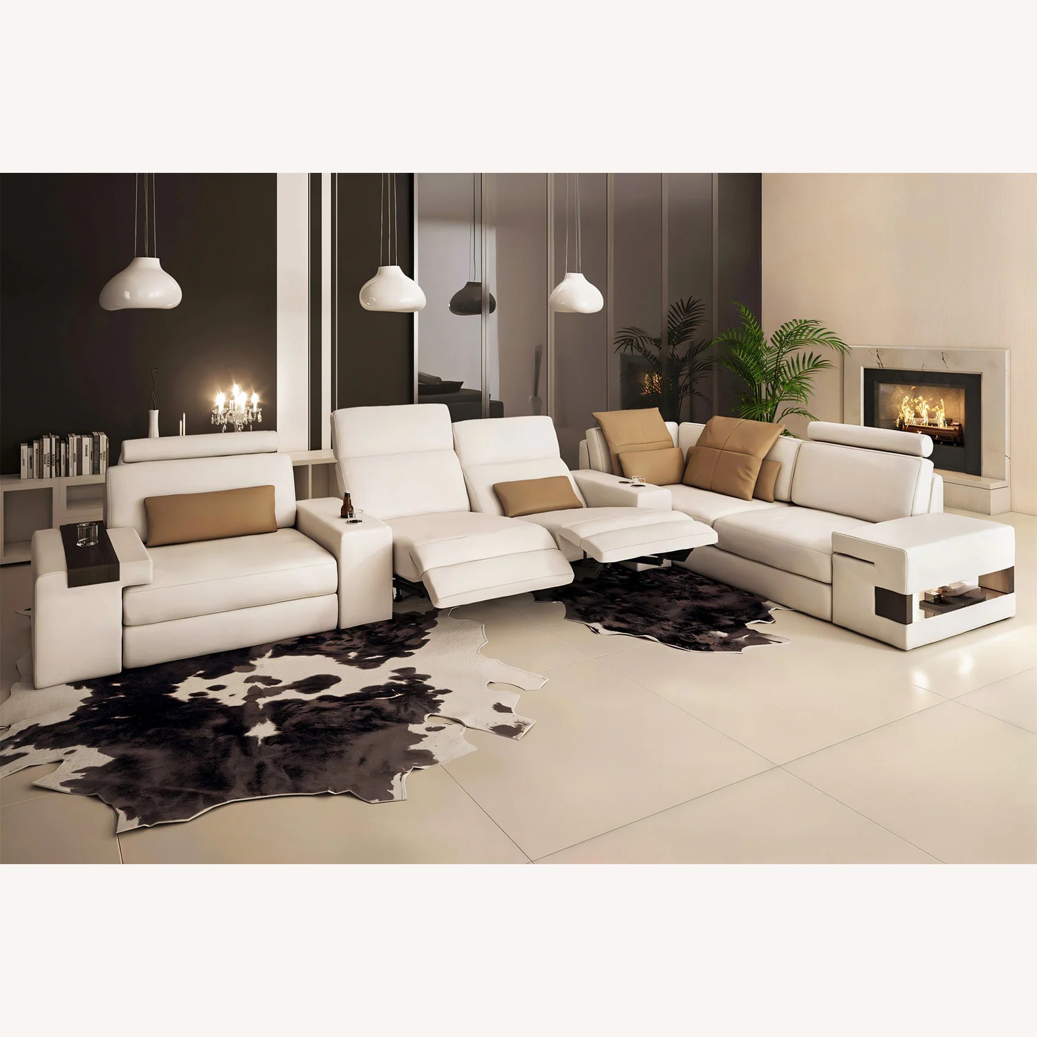 Los Angeles II Leather L-Sectional + 3 Recliners - image-4