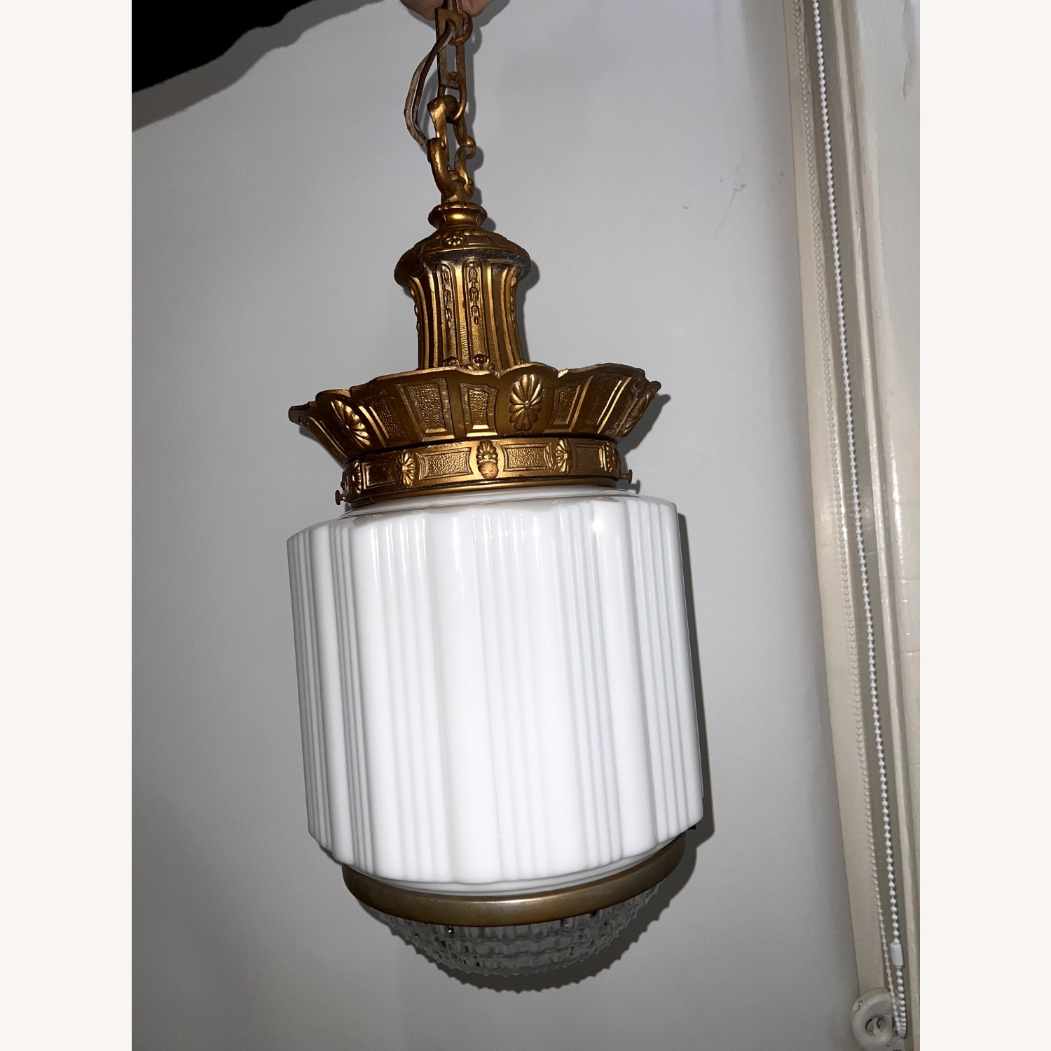 Vintage/Antique White Glass Ceiling Lamp - image-2