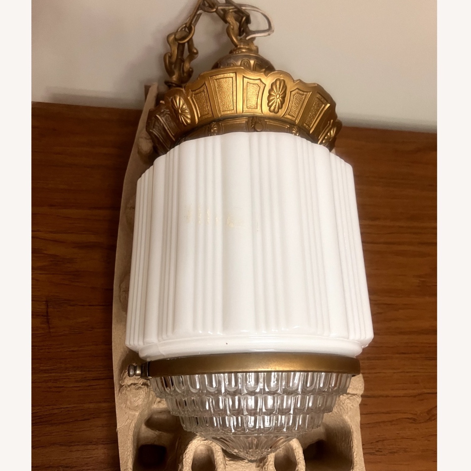Vintage/Antique White Glass Ceiling Lamp - image-4