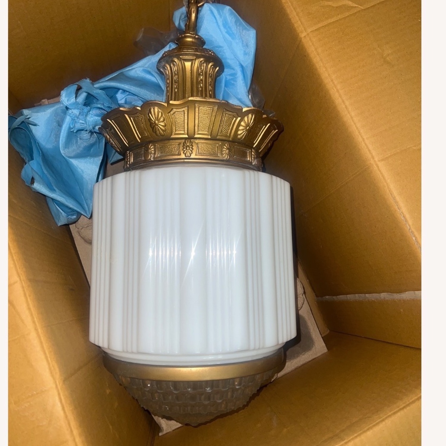 Vintage/Antique White Glass Ceiling Lamp - image-5