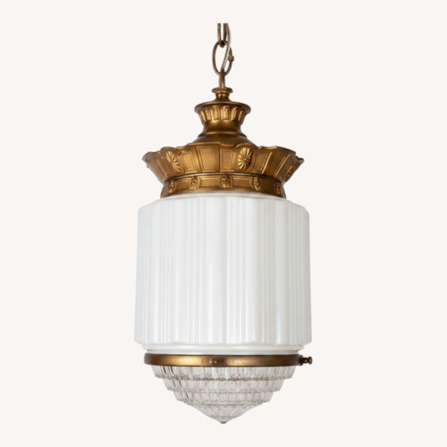 Used Vintage/Antique White Glass Ceiling Lamp for sale on AptDeco