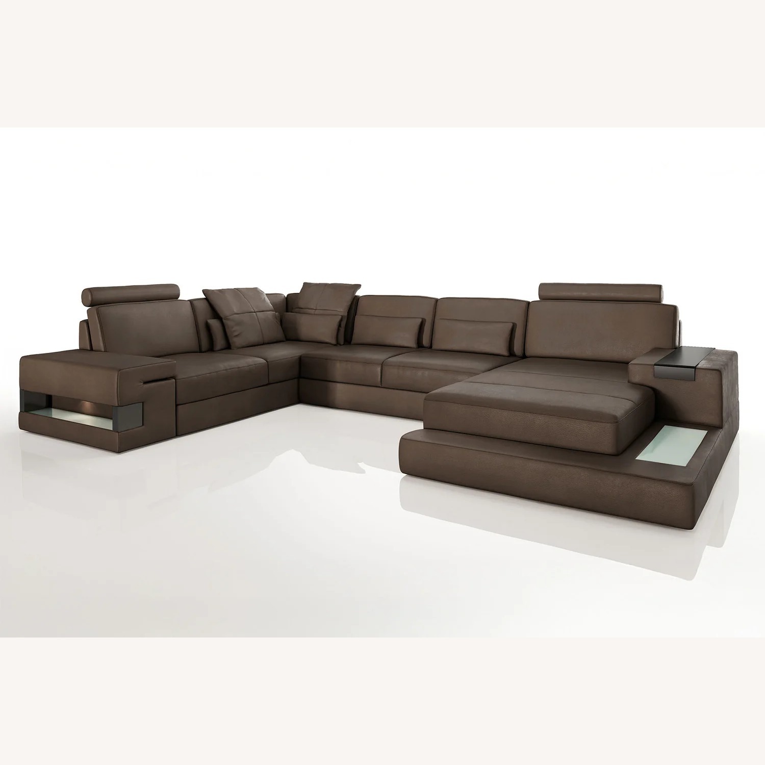 Los Angeles Leather U-Sectional + Table Bari - image-1