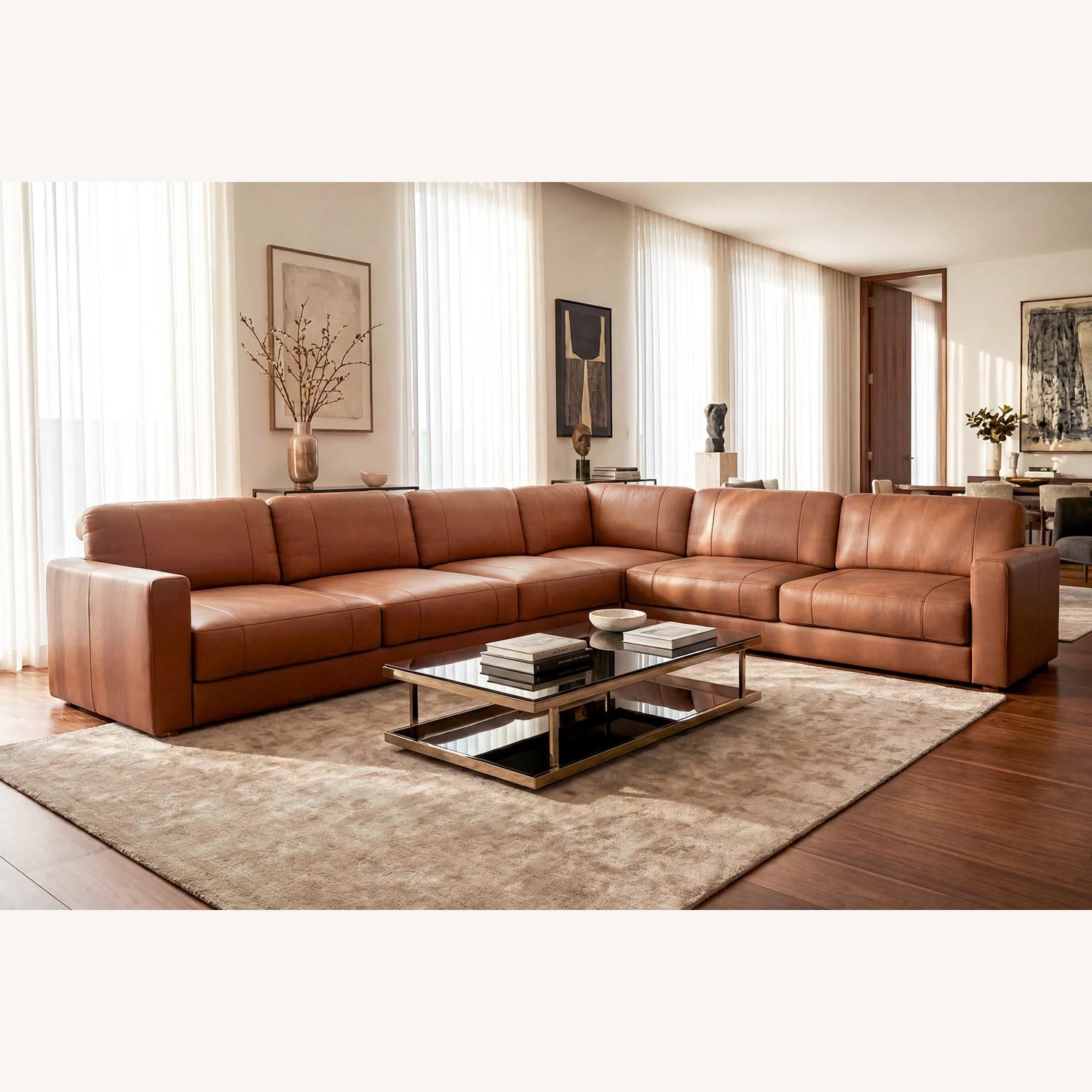 Texas LG Leather L-Sectional Large + Ottoman - image-1