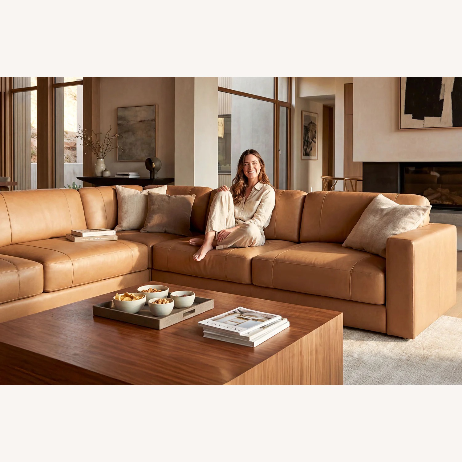 Texas LG Leather L-Sectional Large + Ottoman - image-3