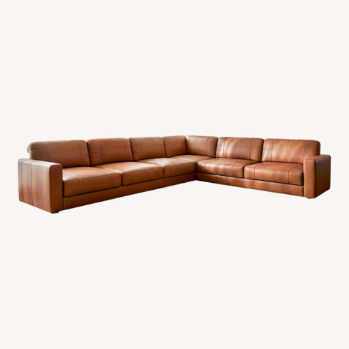 Used Texas LG Leather L-Sectional Large + Ottoman for sale on AptDeco