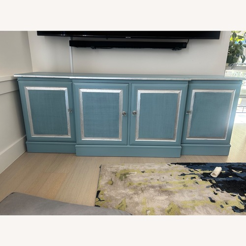 Used Blue Vintage Media Stereo Cabinet for sale on AptDeco