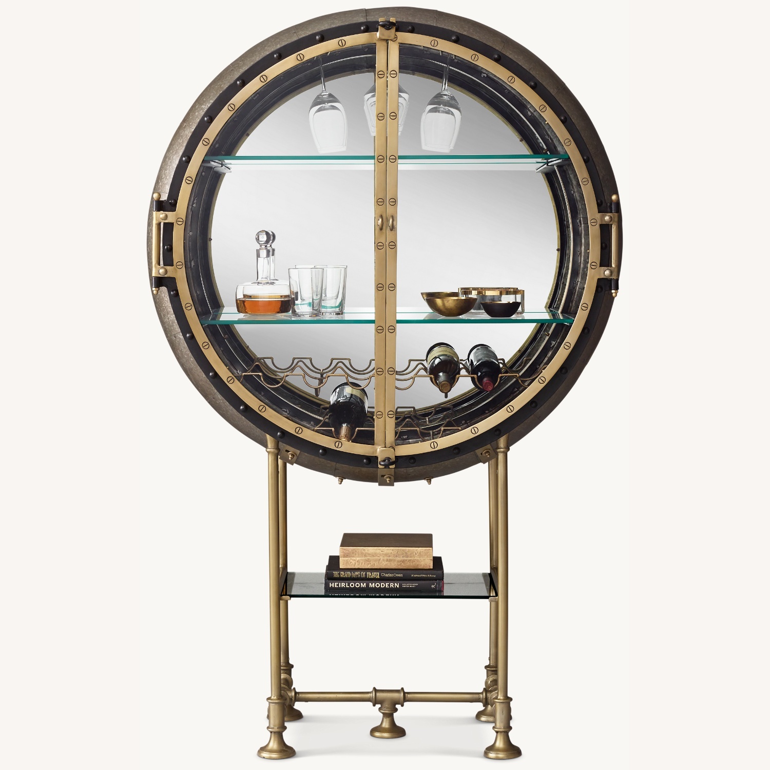 Restoration Hardware Porthole Bar Cabinet - image-7