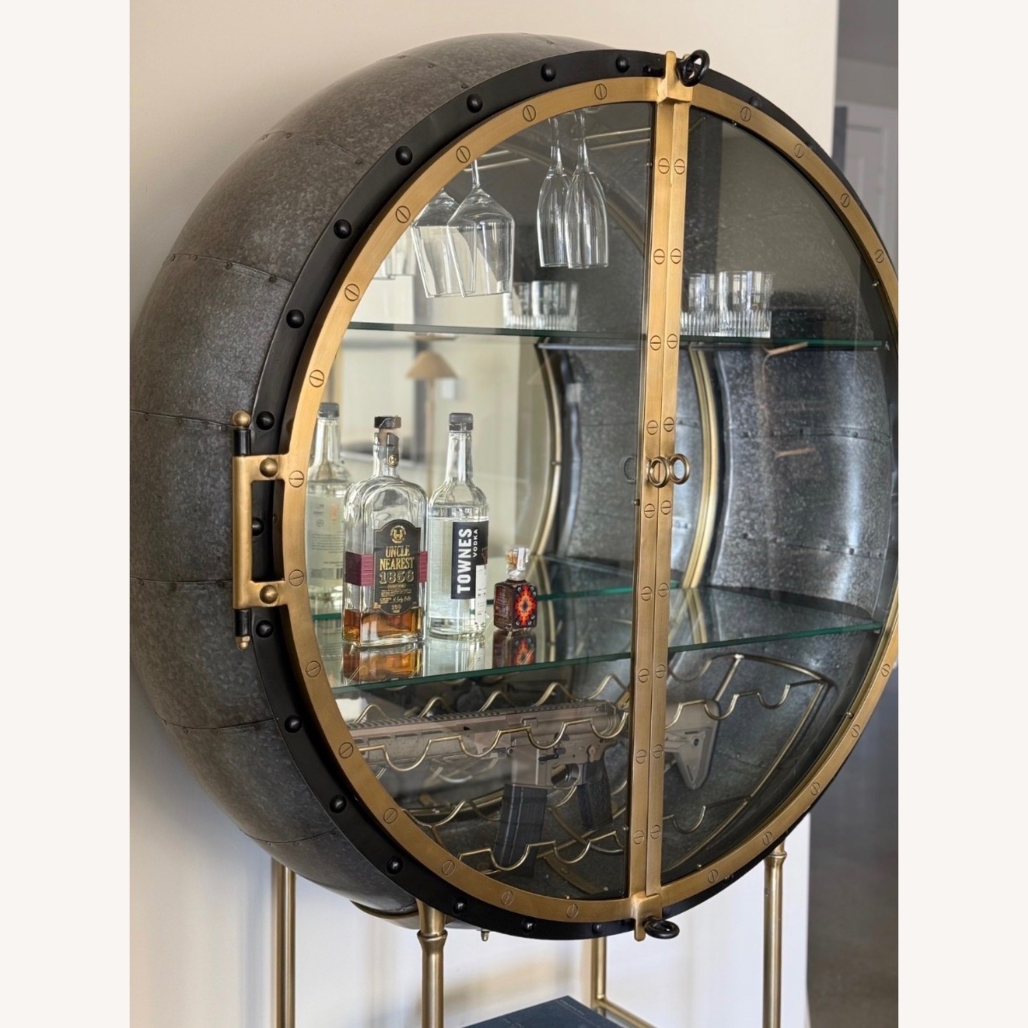 Restoration Hardware Porthole Bar Cabinet - image-2
