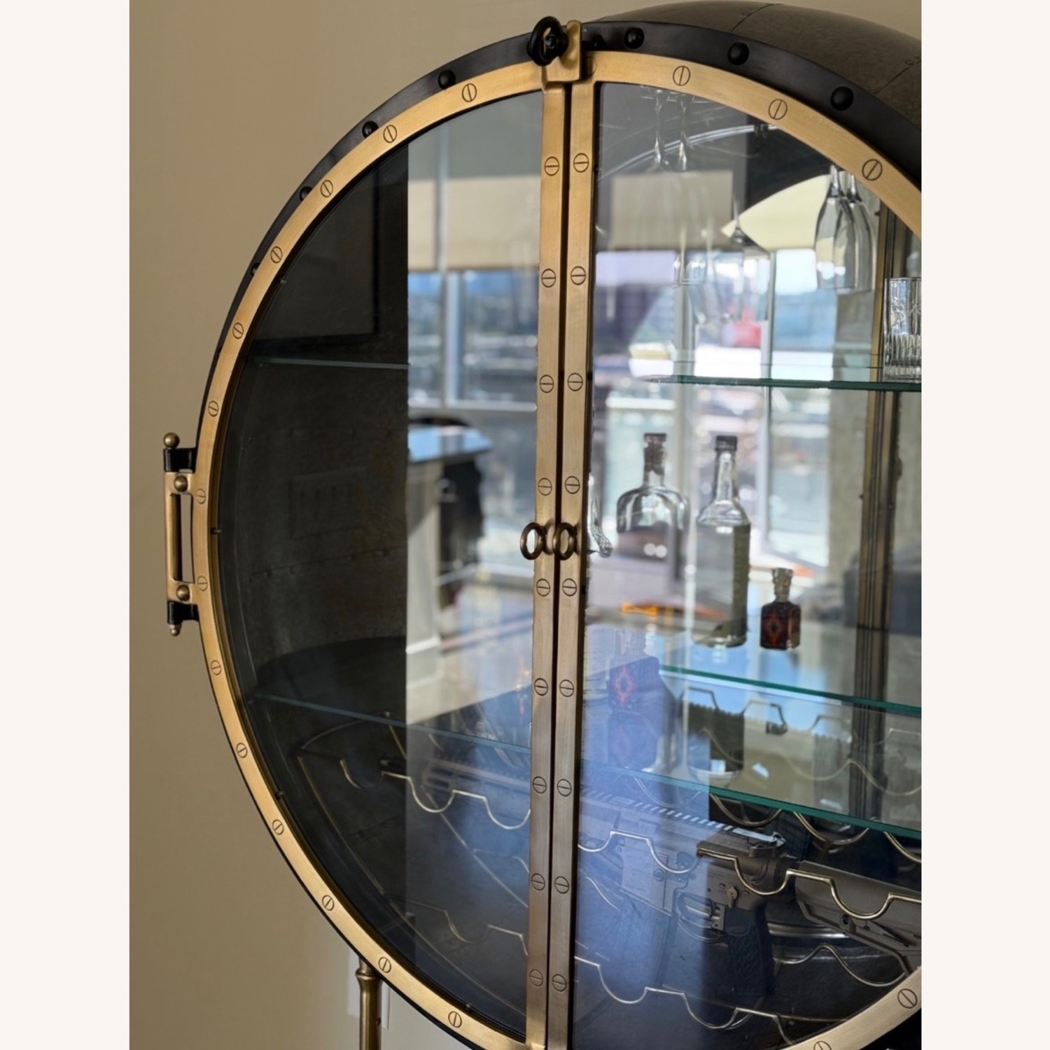 Restoration Hardware Porthole Bar Cabinet - image-4