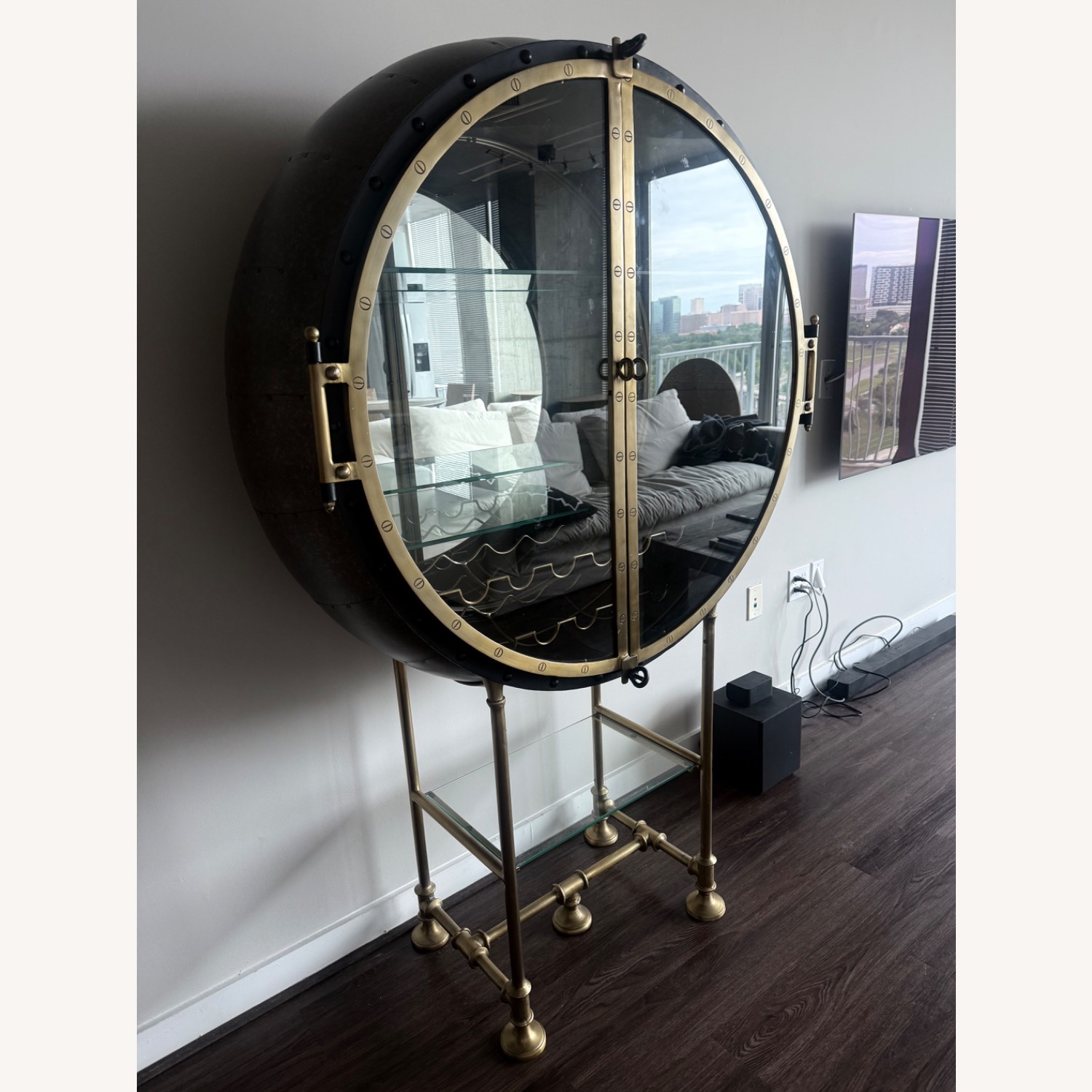 Restoration Hardware Porthole Bar Cabinet - image-5