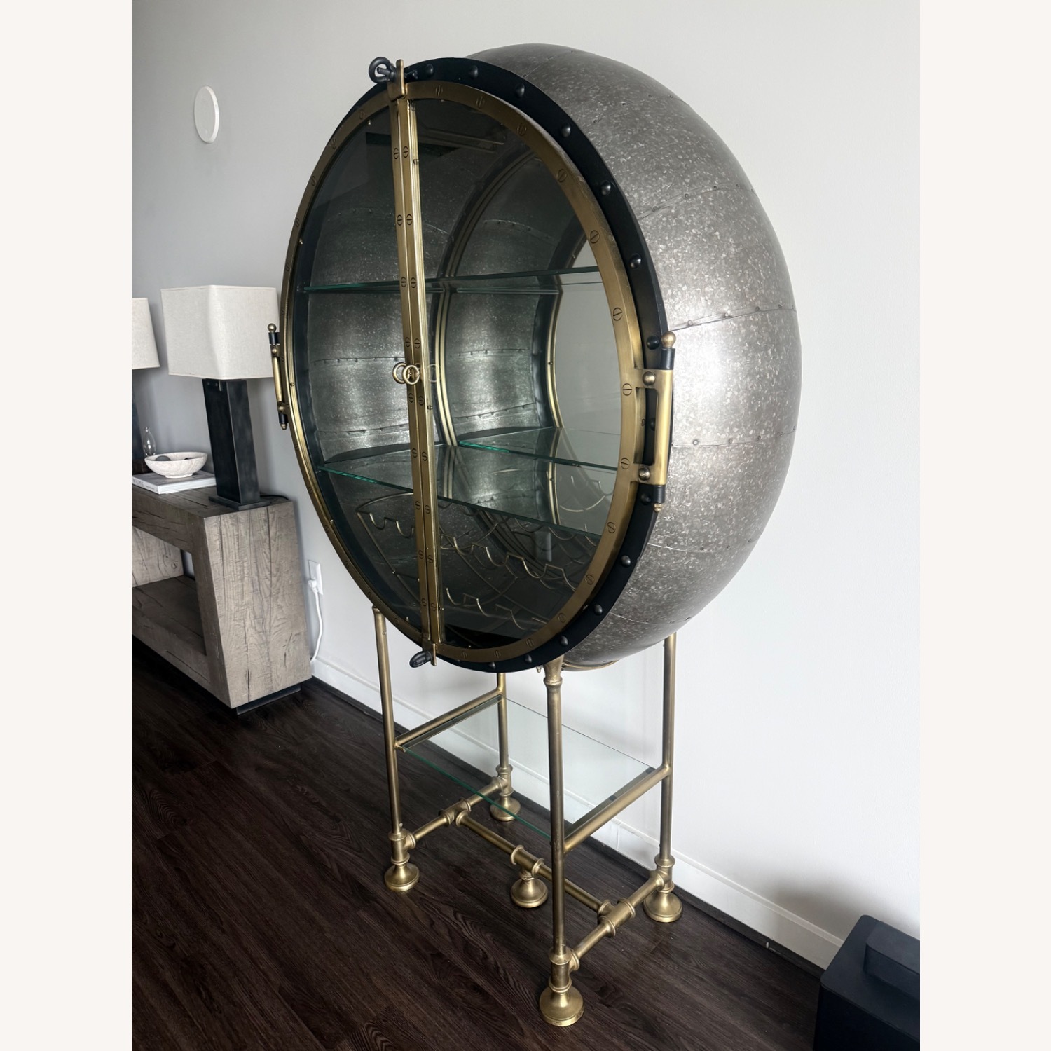 Restoration Hardware Porthole Bar Cabinet - image-6