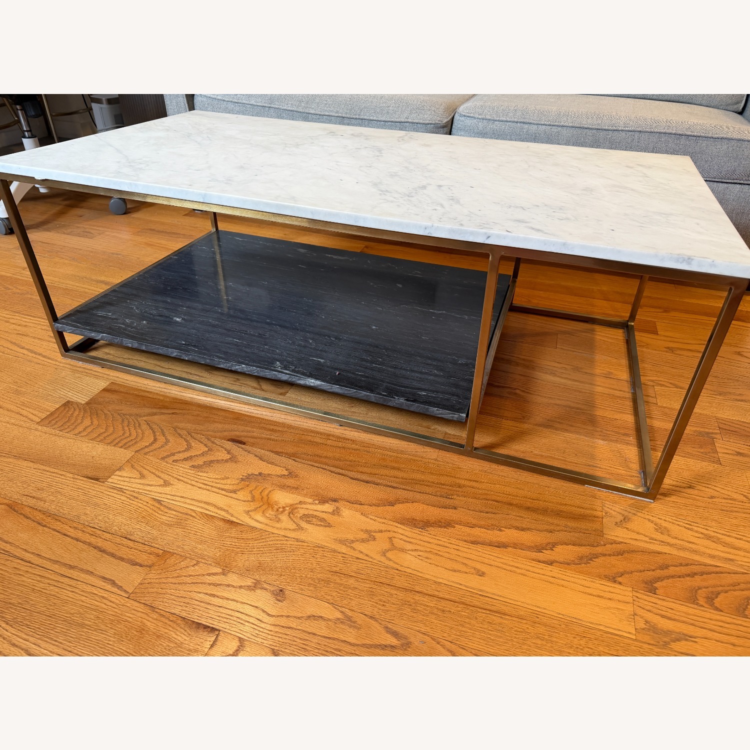 CB2 Two Tone White Marble Coffee Table - image-2
