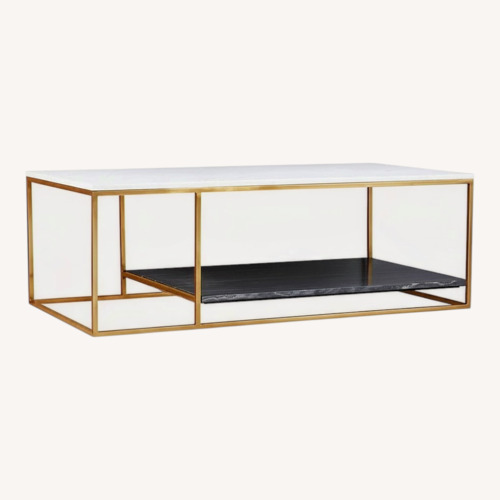 Used CB2 Two Tone White Marble Coffee Table for sale on AptDeco