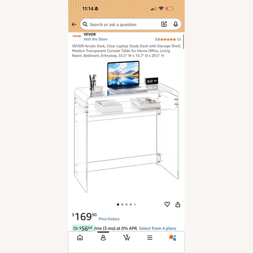 Used Amazon Transparent Desk for sale on AptDeco