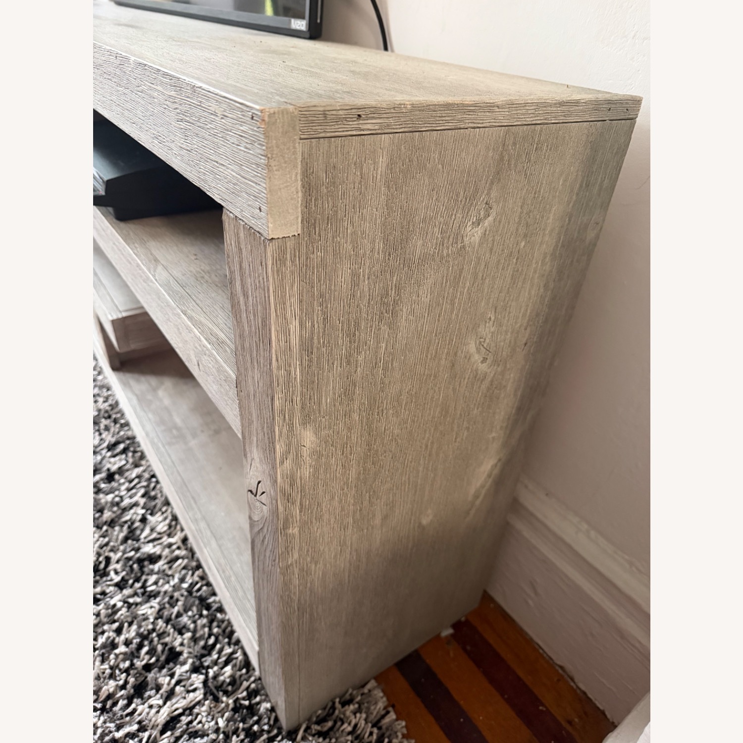 Living Spaces Light Gray Wood Media Storage - image-2