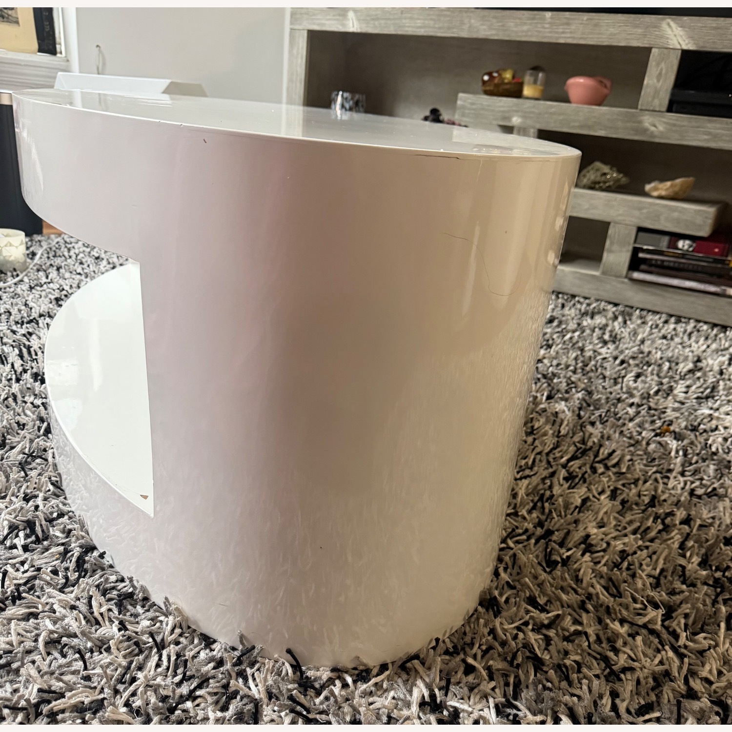 White Wood Round Retro Style Coffee Table - image-3