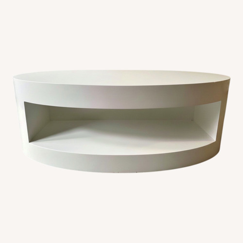 Used White Wood Round Retro Style Coffee Table for sale on AptDeco