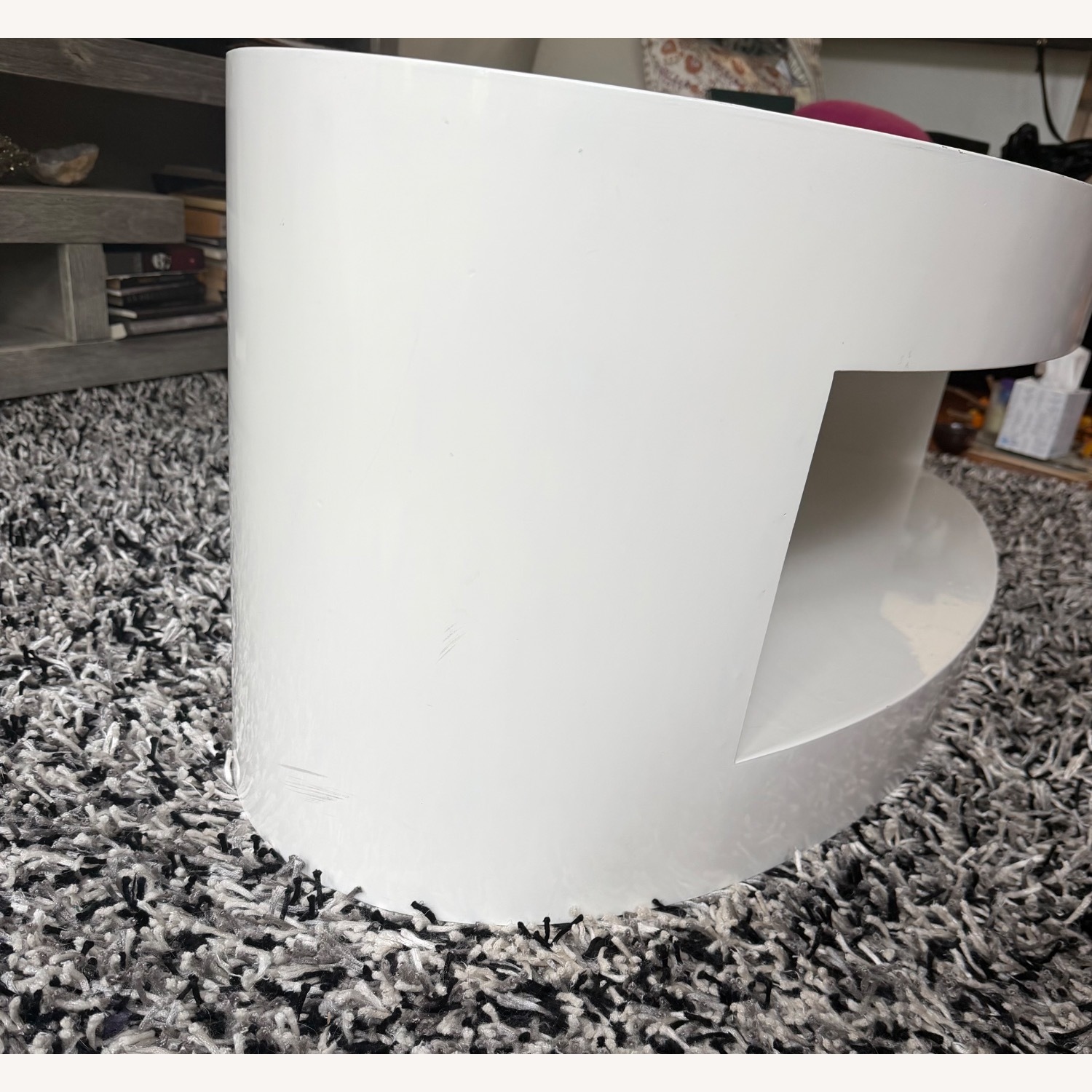 White Wood Round Retro Style Coffee Table - image-2