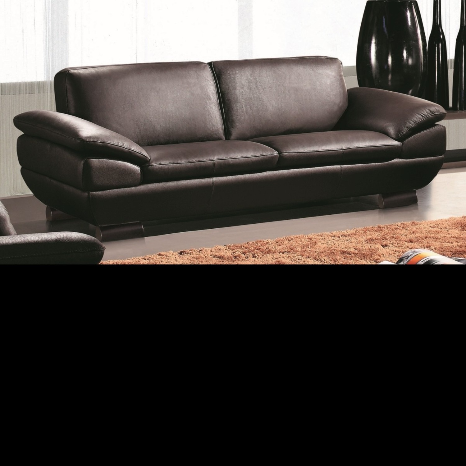 Modern Sofa in Dark Brown Top Grain Leather  - image-2