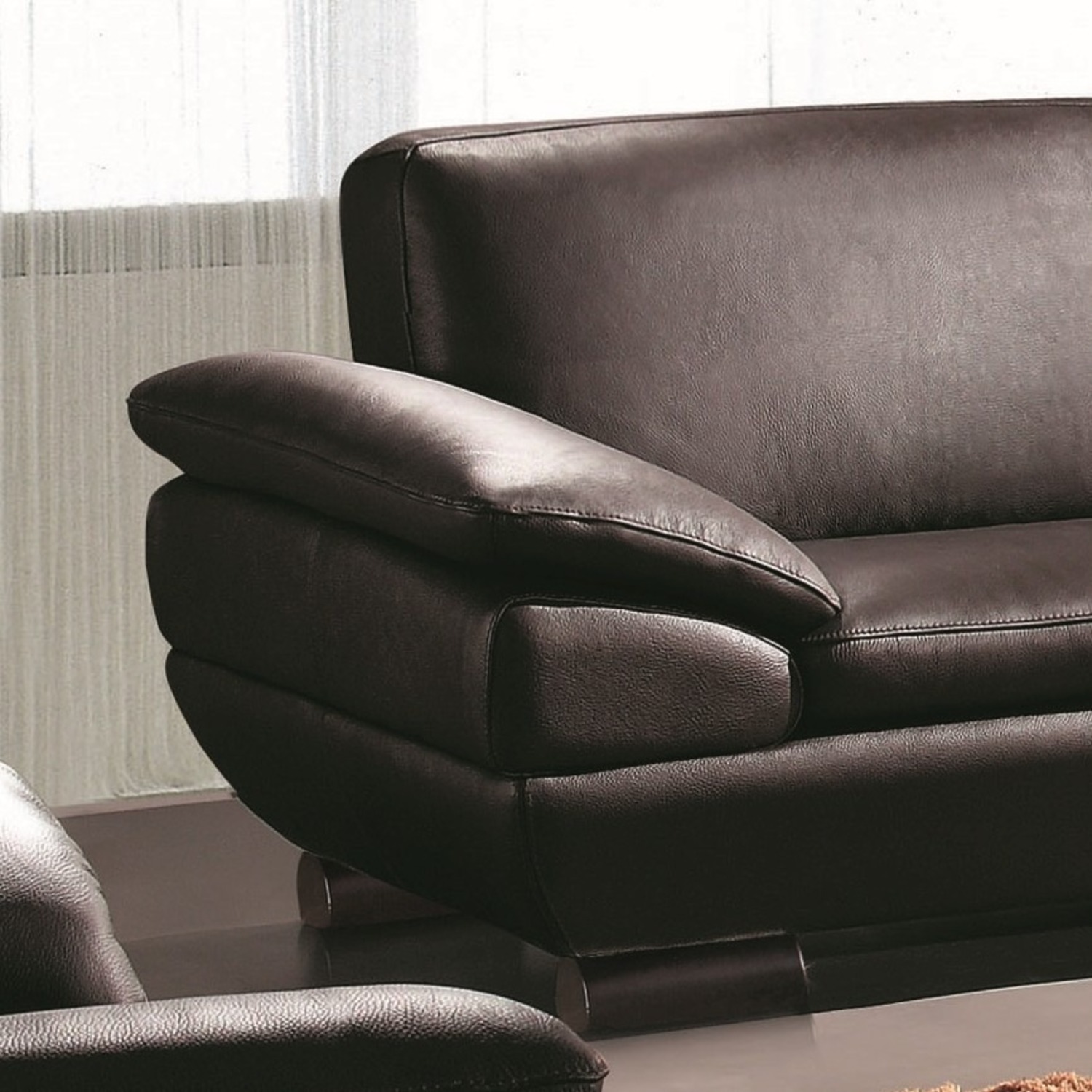 Modern Sofa in Dark Brown Top Grain Leather  - image-4