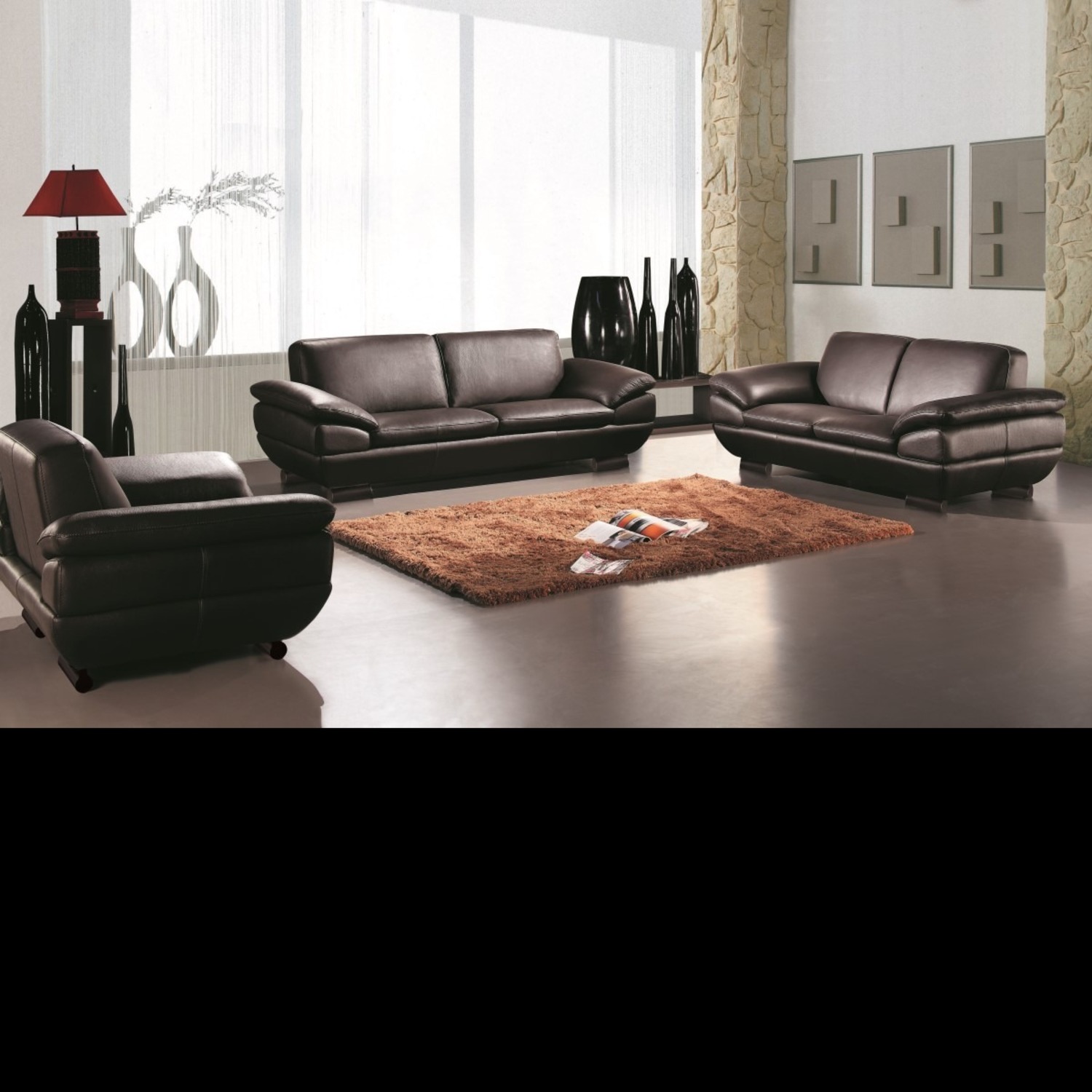 Modern Sofa in Dark Brown Top Grain Leather  - image-3