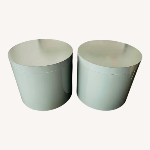 Used Mid Century Side Tables 70s Drum Laminate Rolling  for sale on AptDeco