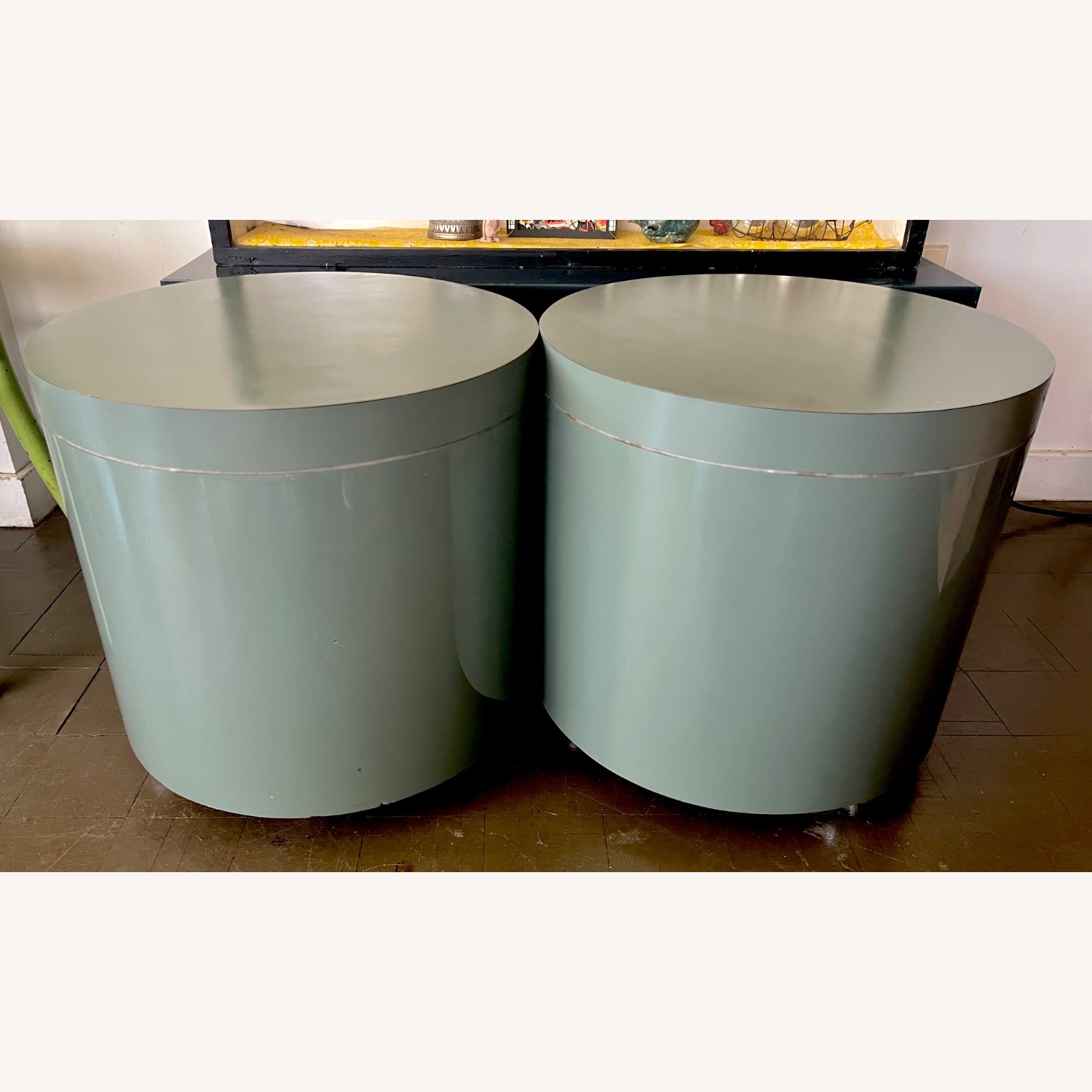 Mid Century Side Tables 70s Drum Laminate Rolling  - image-7