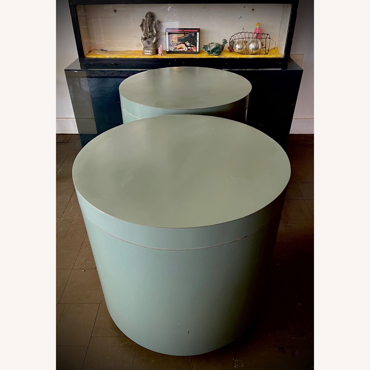 Mid Century Side Tables 70s Drum Laminate Rolling  - image-6