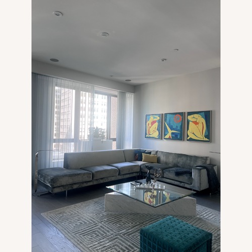 Used Della Robbia Light Gray Fabric 3+ Piece Sectional for sale on AptDeco