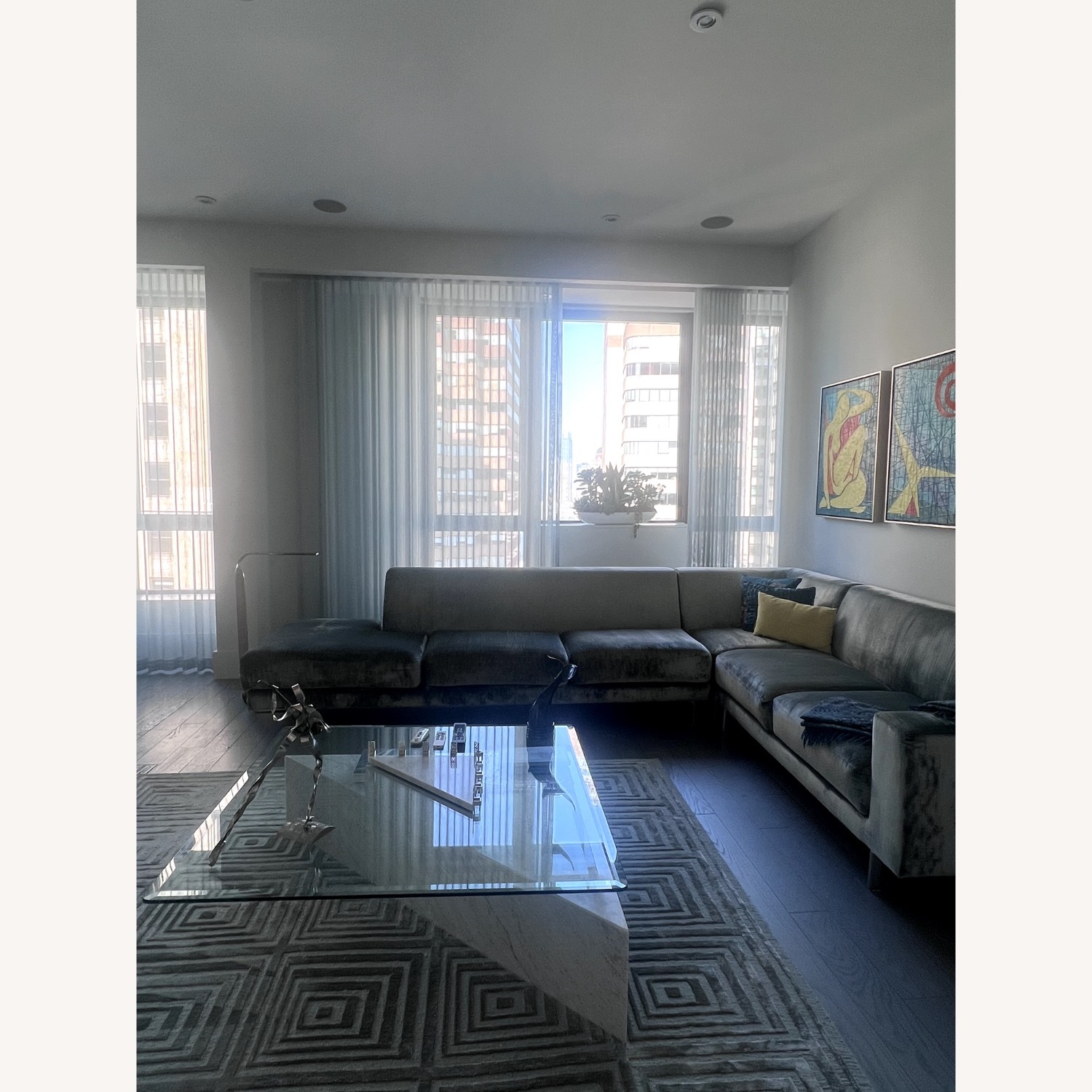 Della Robbia Light Gray Fabric 3+ Piece Sectional - image-2