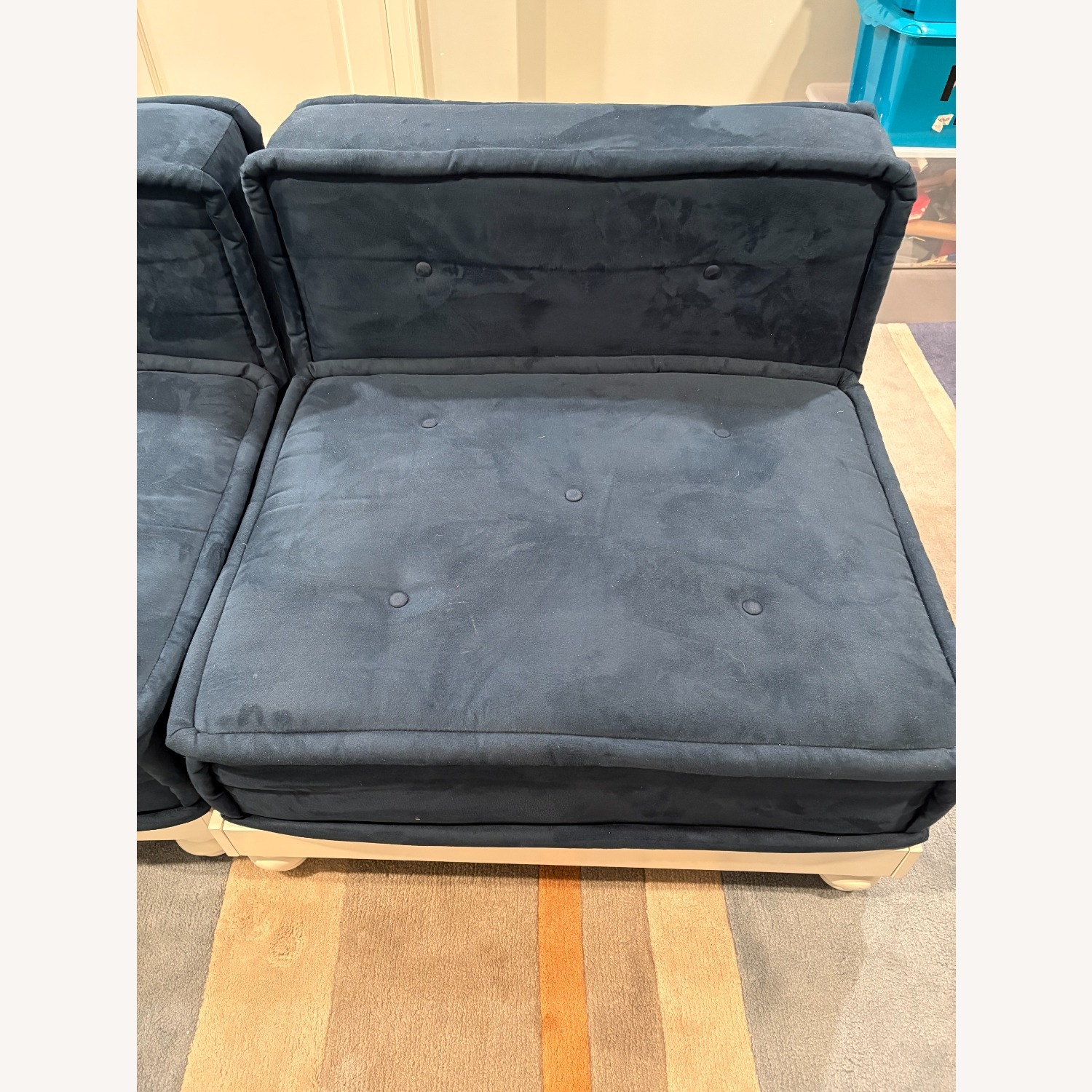 Pottery Barn Cushy Lounge Super Sectional Set, Faux Suede Navy - image-3