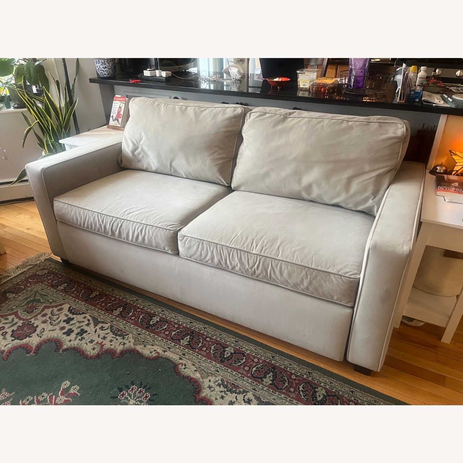 West Elm Henry Light Gray Wood 2 Seater Sofa - image-3