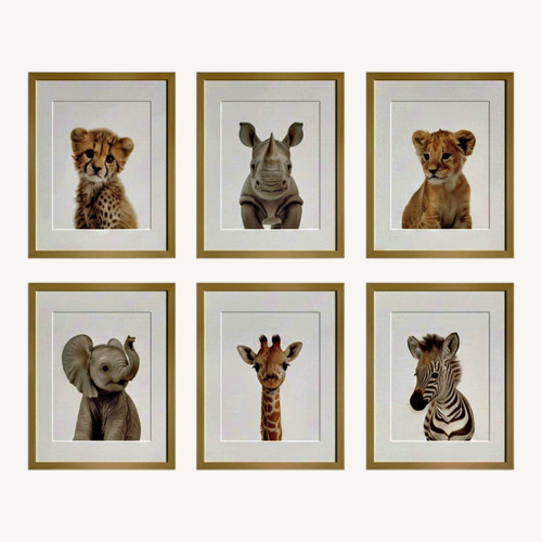 Used Baby Animal Prints By Jenny Kun Natural Wall Art for sale on AptDeco