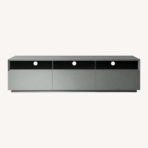 Used J&M Furniture Light Gray Lacquer Media Storage for sale on AptDeco