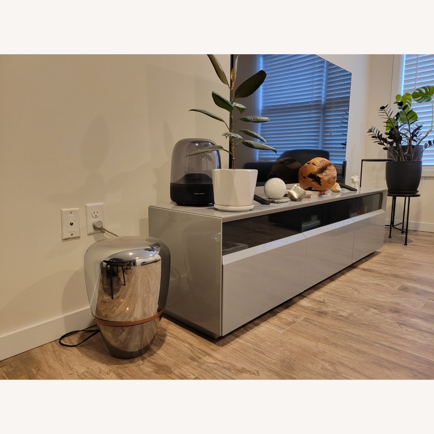 J&M Furniture Light Gray Lacquer Media Storage - image-2