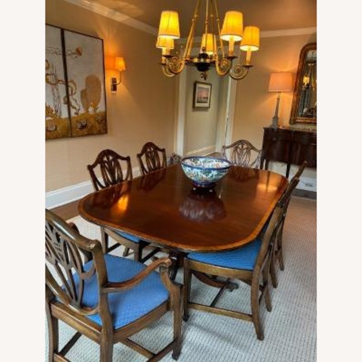 Dark Brown Antique Wood Dining Sets - image-2